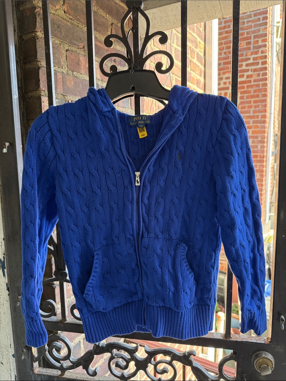 Polo by Ralph Lauren Women's Cobalt Blue Cable-Knit Zip Hoodie